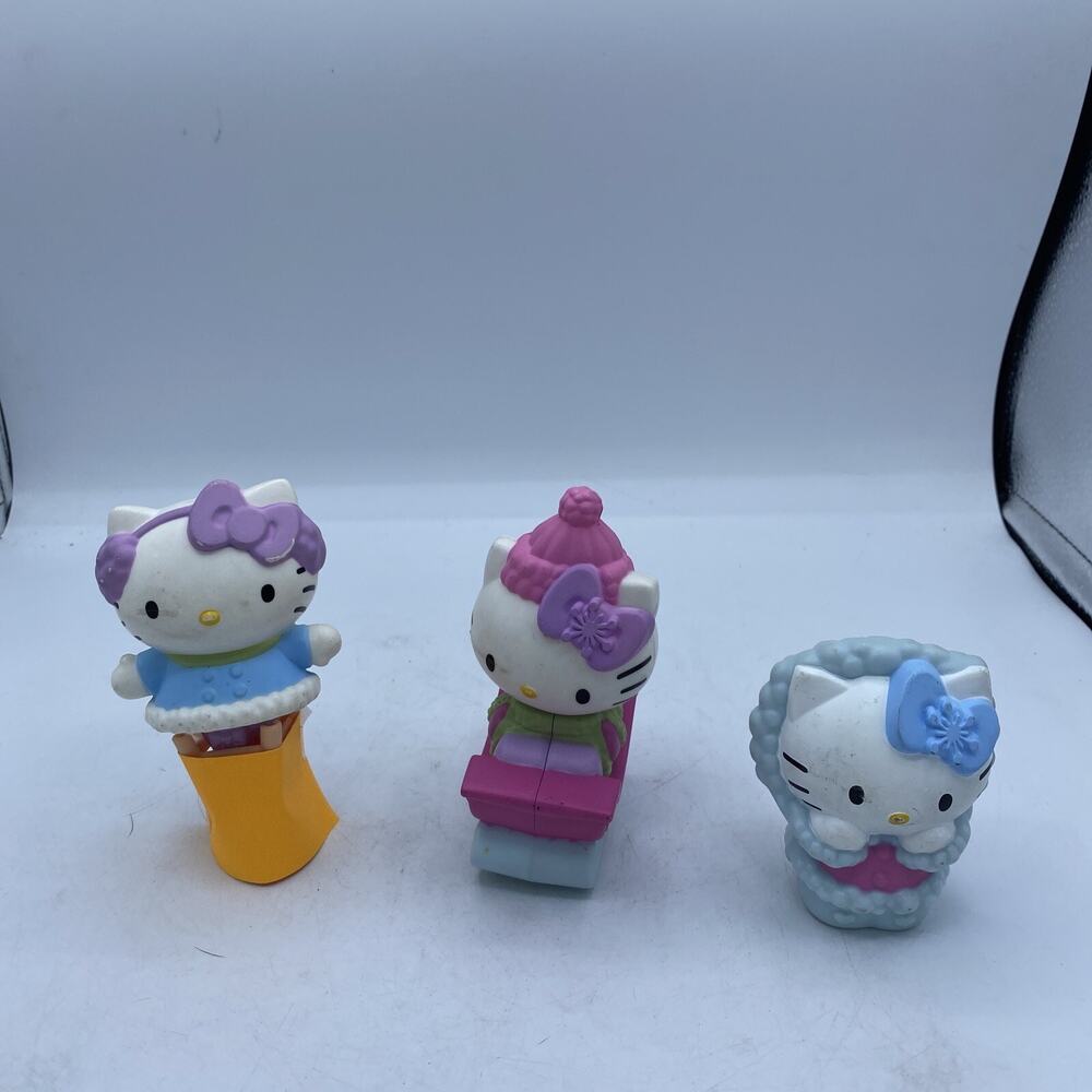 Lot Of 3-McDonalds 2011 Winter Hello Kitty Blue Snow Fuz Kids Sledding Ice Skate